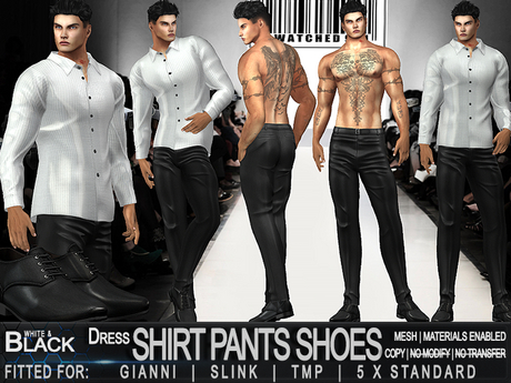 Second Life Marketplace - ZED White Dress Shirt Black Pants Shoes: 8